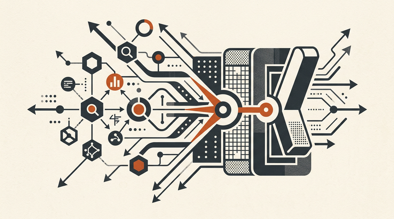 Abstract vector illustration of a toggle switch and search vectors in charcoal and burnt orange