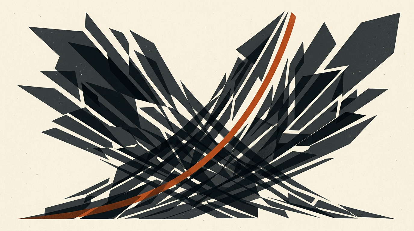 Abstract geometric vector art portraying rapid network growth and scale.