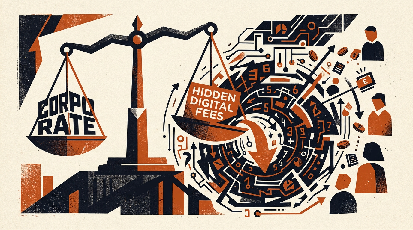 Minimalist textured illustration of abstract scales and geometric graphics in charcoal and burnt orange.