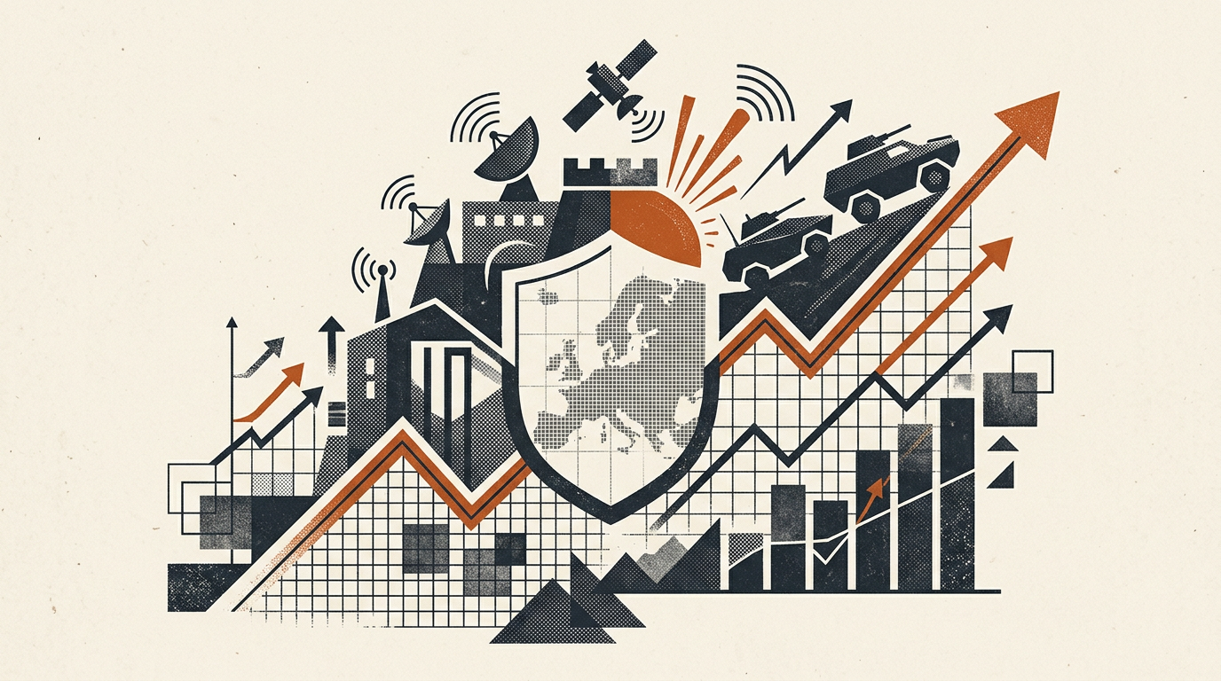 Abstract geometric print illustrating growth trends in defense technology investment
