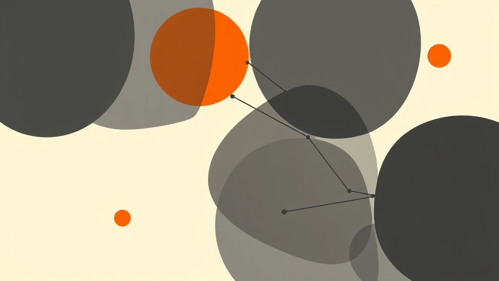 Abstract vector illustration of overlapping geometric shapes representing a professional network