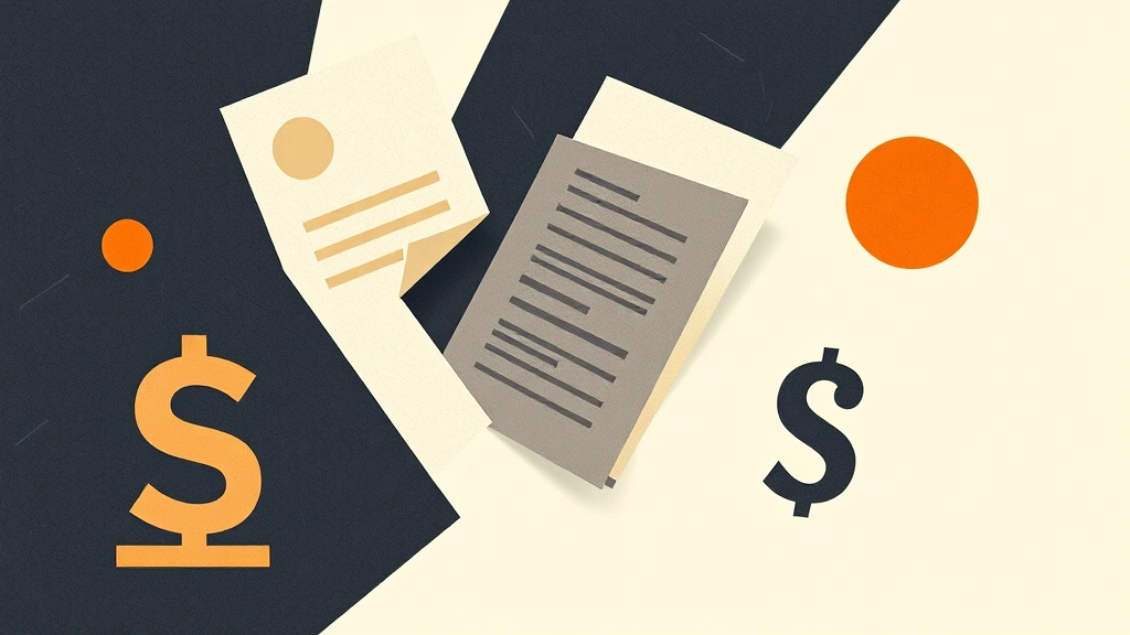 Abstract vector illustration of legal documents and currency symbols