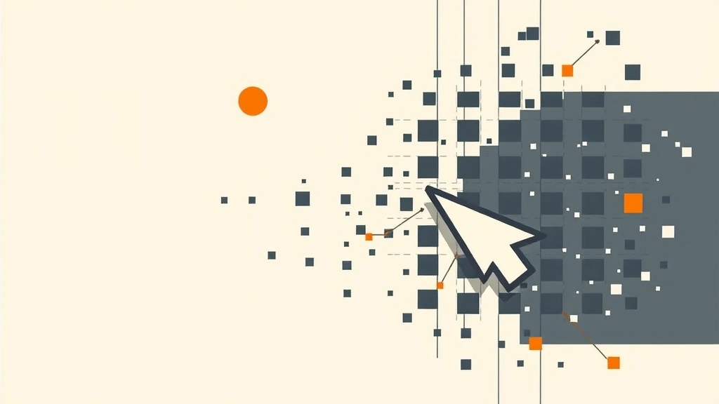 Abstract vector art of a digital grid being dismantled