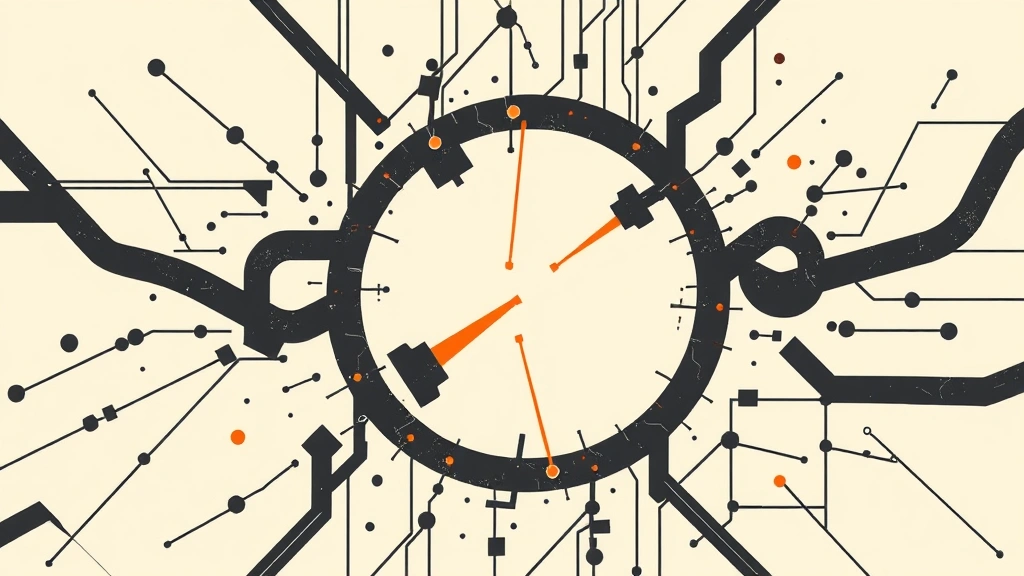 Abstract vector illustration of fragmented digital circuits on an off-white background.