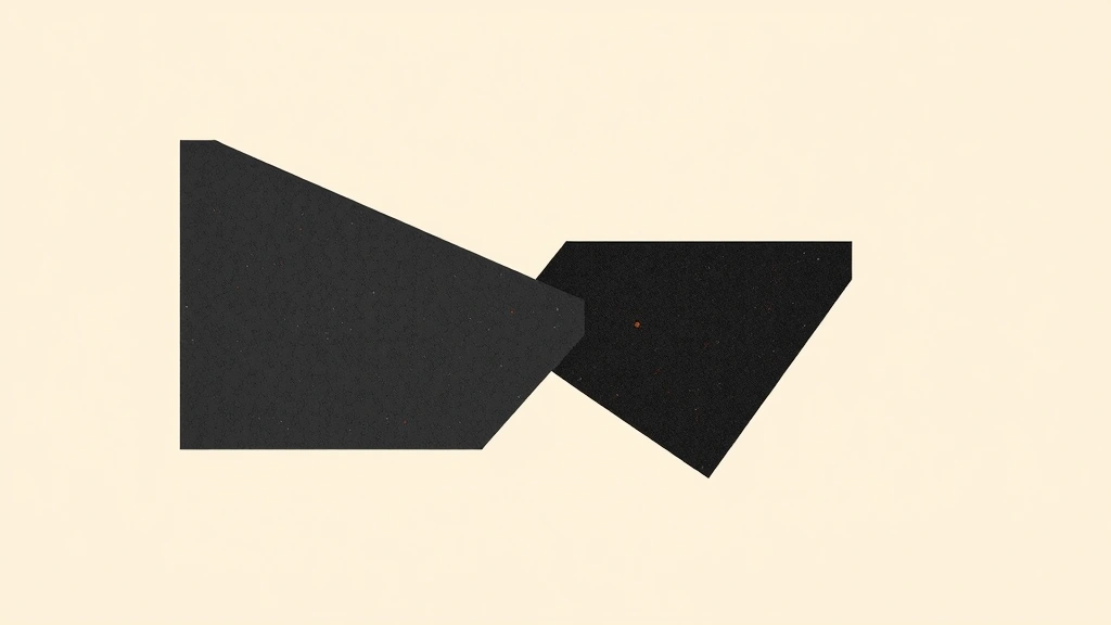 Abstract vector illustration of merging geometric shapes in charcoal and orange
