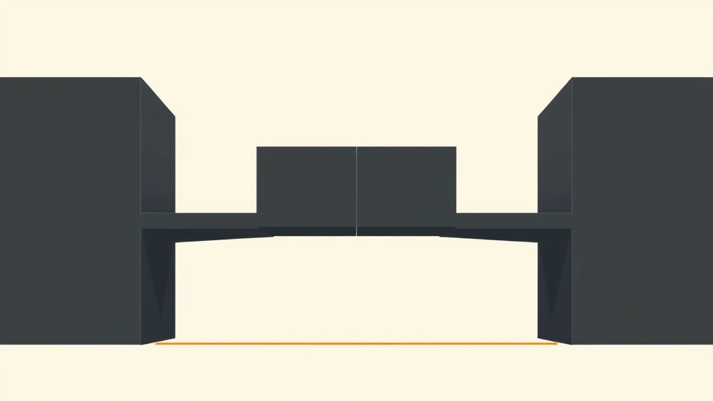 Abstract vector illustration of interlocking cubes in charcoal and orange on a cream background