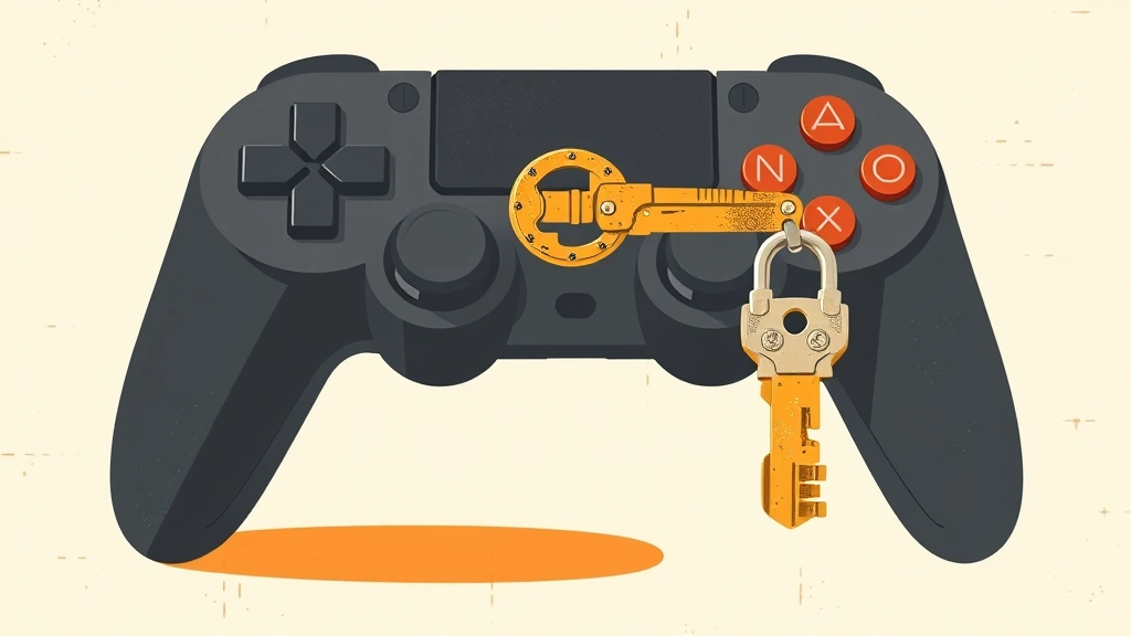Abstract vector illustration of a game controller and a key.