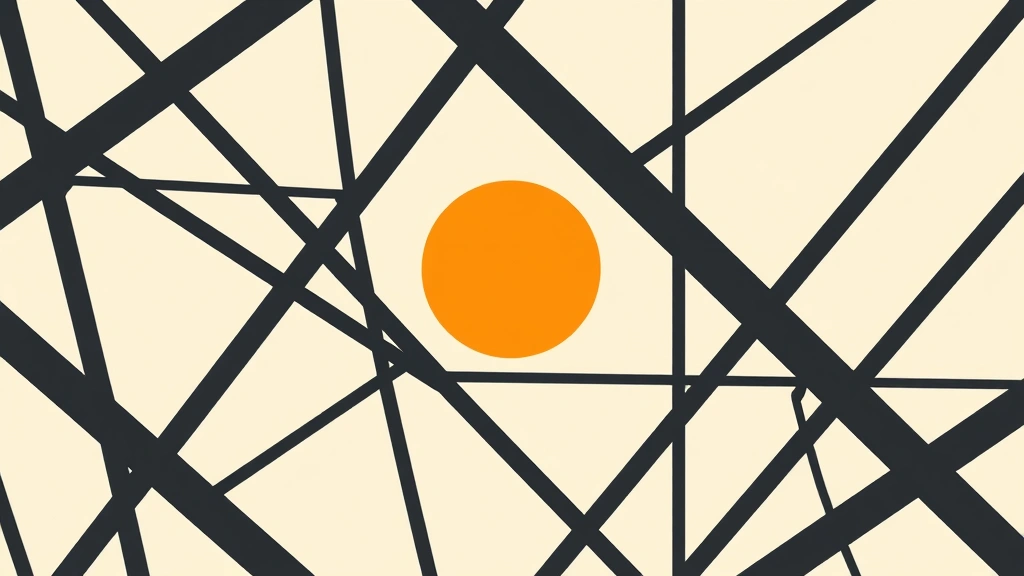 Abstract vector illustration of geometric circuit lines on an off-white background.