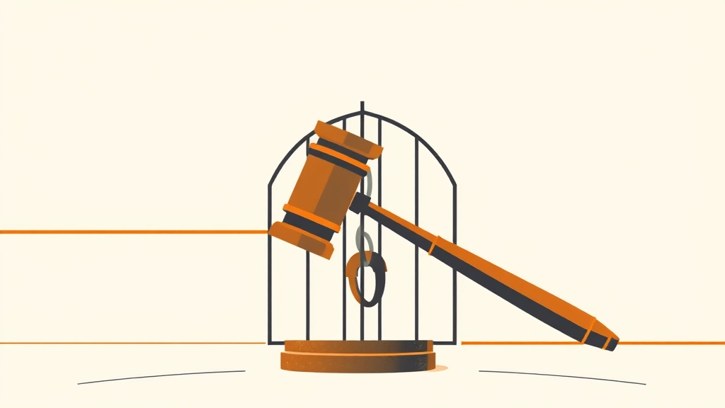 Abstract vector art of a gavel and a locked gate.