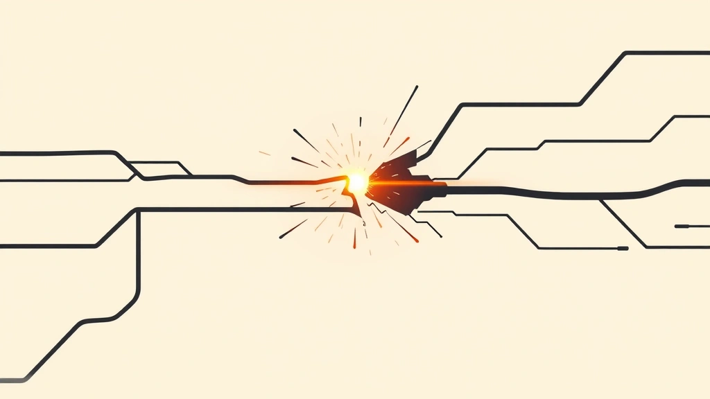Abstract vector illustration of a severed digital circuit line