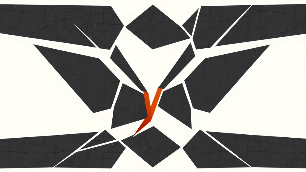 Abstract geometric shards with a singular orange fracture line.