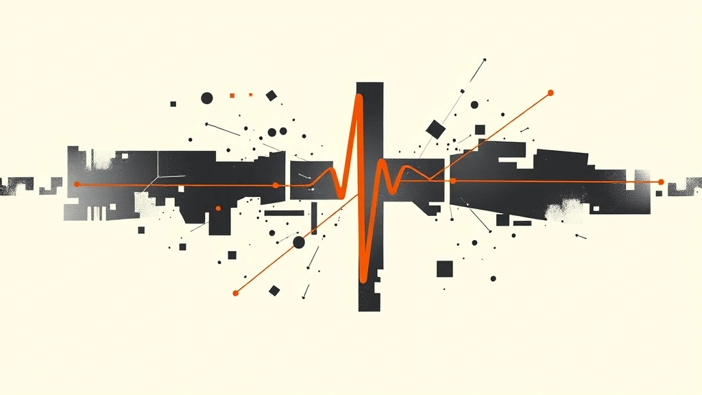 Abstract vector illustration of fragmented medical and data symbols