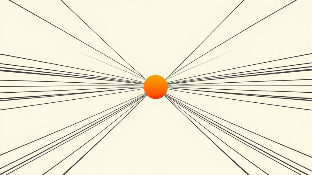 Abstract vector illustration of two divergent charcoal paths splitting on a warm background.