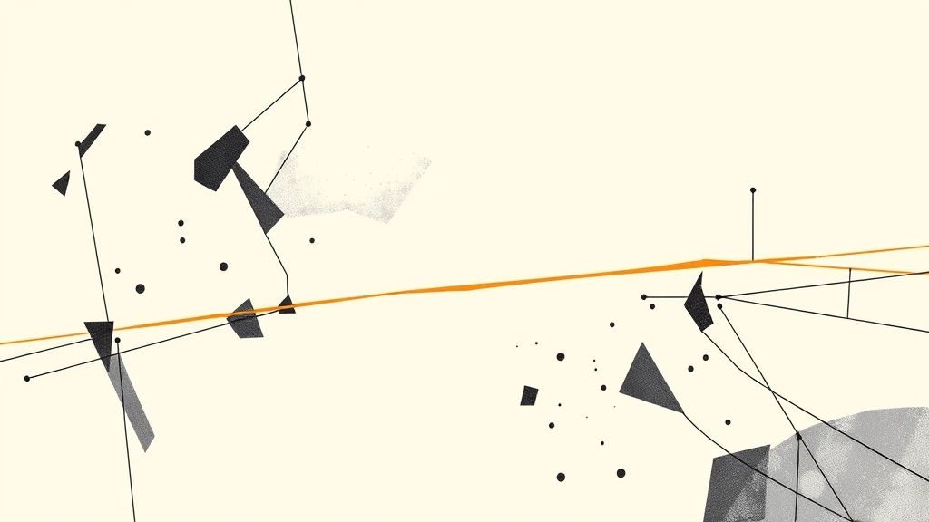 Abstract vector illustration of fragmented lines connecting across a void.