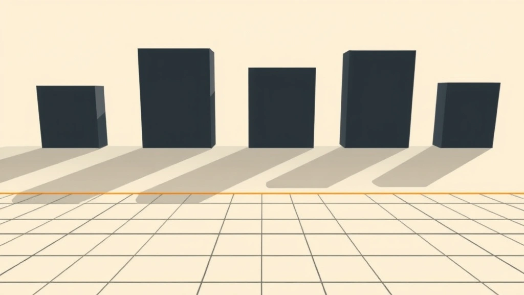 Abstract vector art of charcoal blocks on an off-white background with an orange accent line.