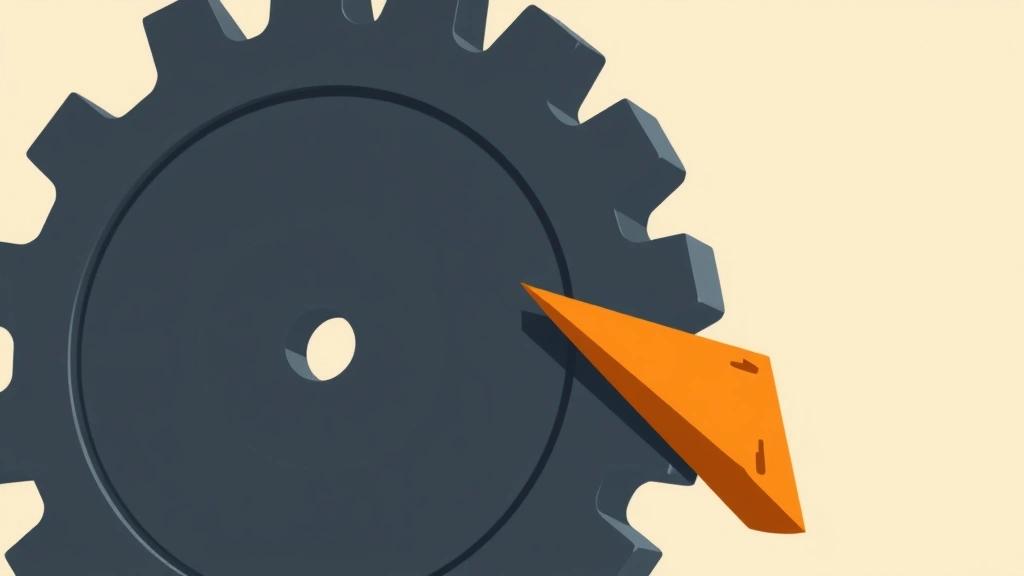 Abstract vector illustration of a gear being stopped by a small orange wedge