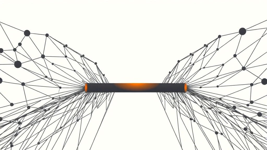 Abstract vector illustration of a barrier dividing a network of nodes